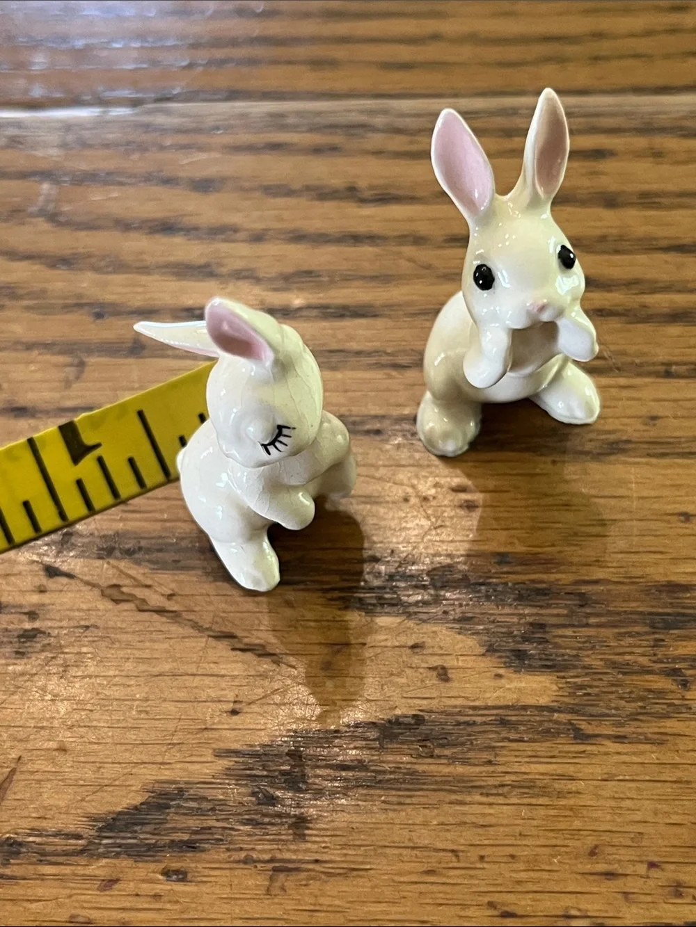Ceramic mini White Bunny Figurine Set for Small Pets Decor